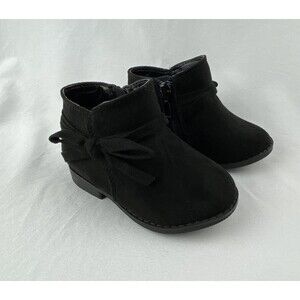 UNR8AD Boots Toddler Girl 5.5 Black Suede Ankle Booties Bow Detail Fall MINT!